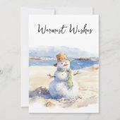 Warmste Wensen Sneeuwman het strand Feestdagenkaart (Voorkant)