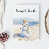 Warmste Wensen Sneeuwman het strand Feestdagenkaart