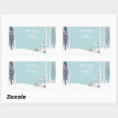 Warmste wensen Sneeuwman met slee Sneeuwend Blauwg Rechthoekige Sticker (Vel)