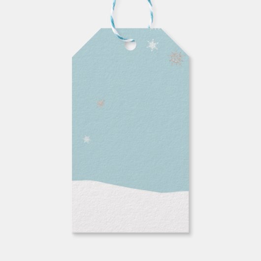 Warmste wensen Sneeuwman slee geschenken Cadeaulabel (Achterkant)