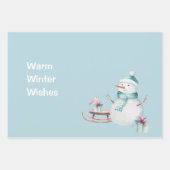 Warmste wensen Sneeuwman slee geschenken Inpakpapier Vel (Voorkant 2)