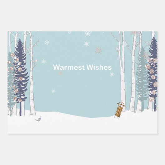 Warmste wensen Sneeuwman slee geschenken Inpakpapier Vel (Voorkant)