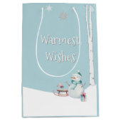 Warmste wensen Sneeuwman slee geschenken Medium Cadeauzakje (Voorkant)