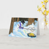 Warmste Wensen Sneeuwman S'mores Kaart (Gele Bloem)