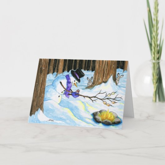 Warmste Wensen Sneeuwman S'mores Kaart (Voorkant)