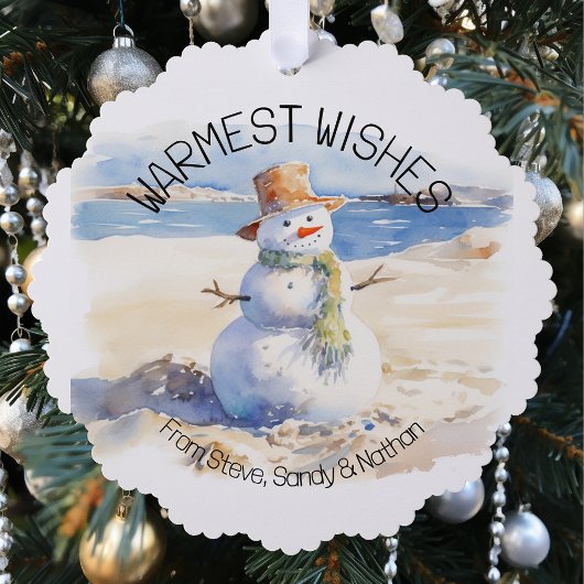 Warmste Wensen Snowman Beach Sand Ornament Kaart