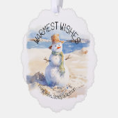 Warmste Wensen Snowman Beach Sand Ornament Kaart (Links)