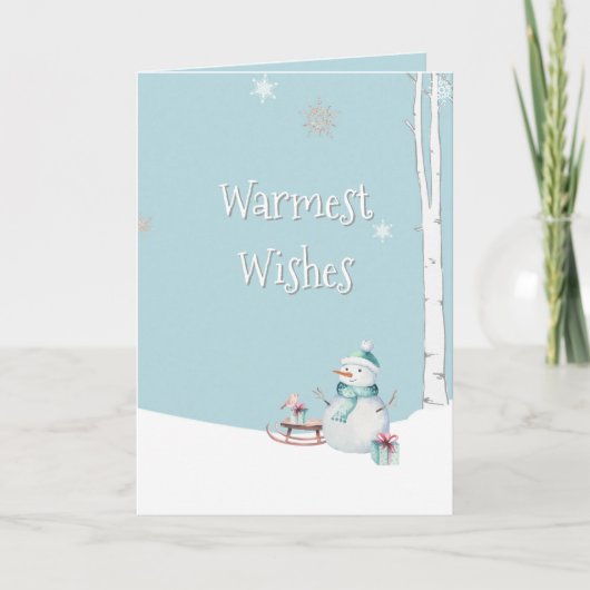 Warmste wensen Snowman slee cadeaus gepersonalisee Kaart (Voorkant)