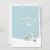 Warmste wensen Snowman slee cadeaus gepersonalisee Kaart (Voorkant)