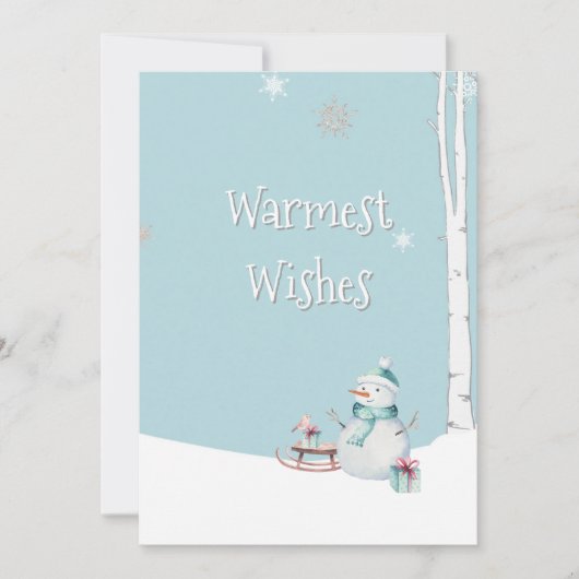Warmste wensen Snowman slee cadeaus gepersonalisee Kaart (Voorkant)