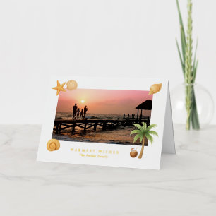Warmste Wensen Strand Foto Moderne Kerstmis Folie Feestdagenkaart