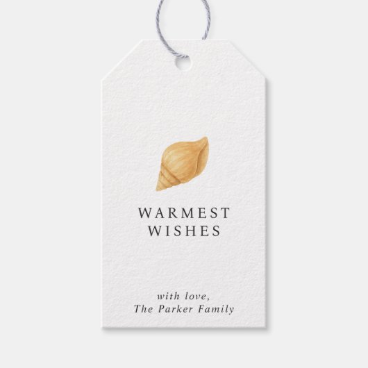 Warmste wensen strand moderne kerst cadeaulabel (Voorkant)