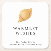 Warmste wensen strand moderne kerst kartonnen onderzetters (Voorkant)