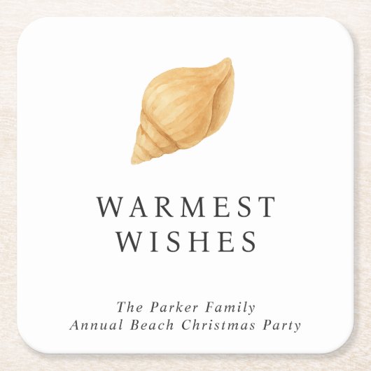 Warmste wensen strand moderne kerst kartonnen onderzetters (Voorkant)