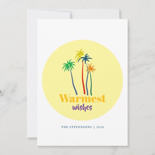 Warmste wensen tropische palmboom kerst feestdagenkaart (Voorkant)