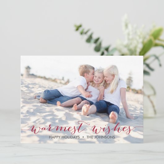 Warmste wensen | Vakantieknopkaart Feestdagenkaart (Staand voorkant)