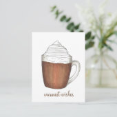 Warmste Wensen Warme Chocolade Cacao Winter Ansich Feestdagenkaart (Staand voorkant)