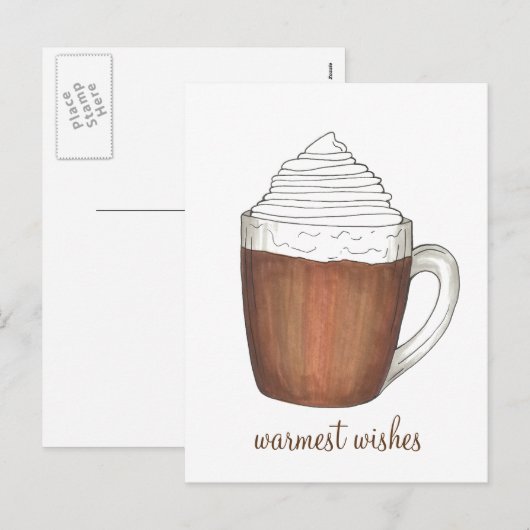 Warmste Wensen Warme Chocolade Cacao Winter Ansich Feestdagenkaart (Voorkant / Achterkant)