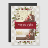 Warmste Wensen Winter Groen Magnetische Fotokaart (Voorkant / Achterkant)