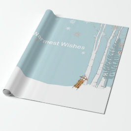 Warmste Wensen Winterbos met slee en sneeuw Cadeaupapier