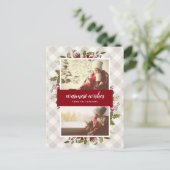 Warmste Wensen Wintergroen 2 Foto Feestdagenkaart (Staand voorkant)