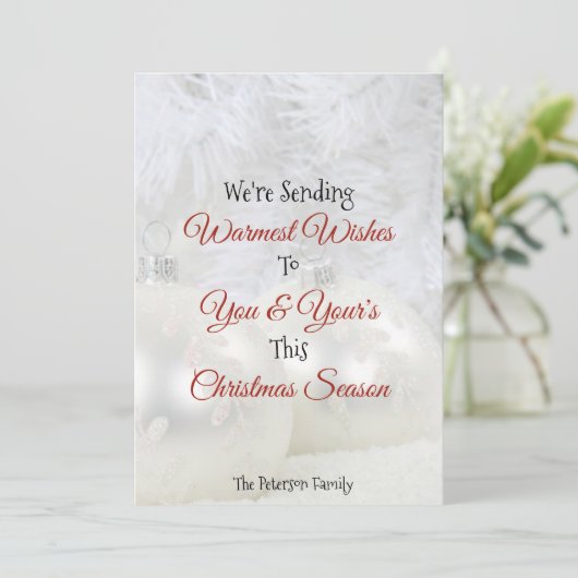 Warmste wenst u en uw kerstseizoen - feestdagenkaart (Staand voorkant)