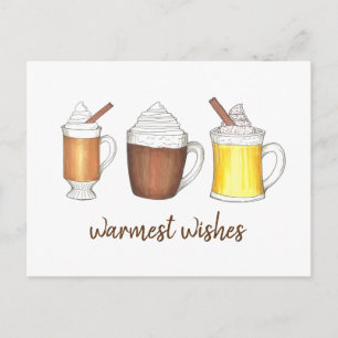 Warmste wint warmste cacaobuis gekarteld rond eier feestdagenkaart