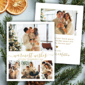 Warmste Wishes Gold Script 4 Photo Christmas Kaart