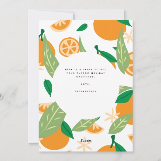 Warmste Wishes Sinaasappel Grove Kerstfoto Feestdagenkaart (Achterkant)