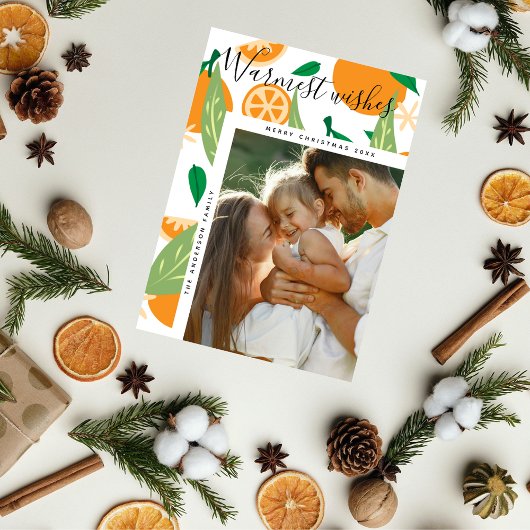 Warmste Wishes Sinaasappel Grove Kerstfoto Feestdagenkaart