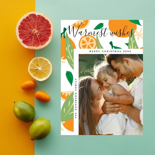 Warmste Wishes Sinaasappel Grove Kerstfoto Feestdagenkaart