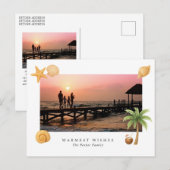 Warmste Wishes Strandfoto Moderne Kerst Feestdagenkaart (Voorkant / Achterkant)