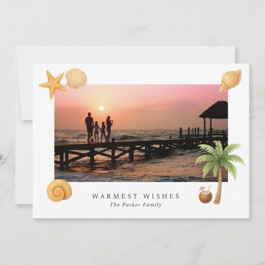 Warmste Wishes Strandfoto Moderne Kerst Feestdagenkaart (Voorkant)