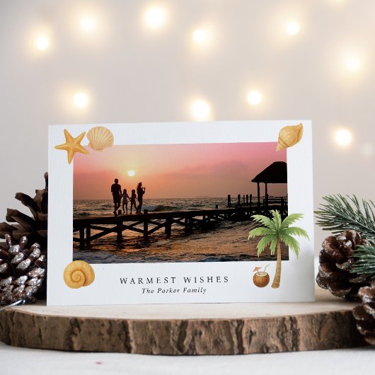 Warmste Wishes Strandfoto Moderne Kerst Feestdagenkaart