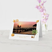 Warmste Wishes Strandfoto Moderne Kerst Folie Feestdagenkaart (Orchidee)