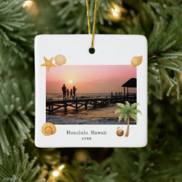 Warmste Wishes Strandfoto Moderne Kerst Keramisch Ornament