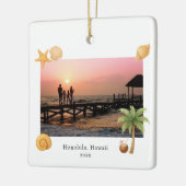 Warmste Wishes Strandfoto Moderne Kerst Keramisch Ornament (Links)