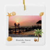 Warmste Wishes Strandfoto Moderne Kerst Keramisch Ornament (Voorkant)