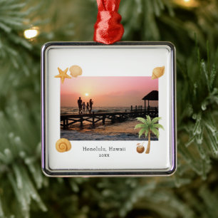 Warmste Wishes Strandfoto Moderne Kerst Metalen Ornament