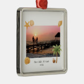 Warmste Wishes Strandfoto Moderne Kerst Metalen Ornament (Rechts)