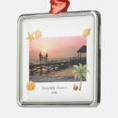 Warmste Wishes Strandfoto Moderne Kerst Metalen Ornament (Links)