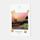 Warmste Wishes Strandfoto Moderne Kerst Metalen Ornament (Voorkant links)