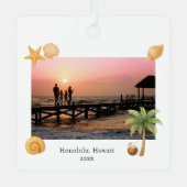 Warmste Wishes Strandfoto Moderne Kerst Metalen Ornament (Voorkant)