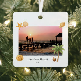 Warmste Wishes Strandfoto Moderne Kerst Metalen Ornament