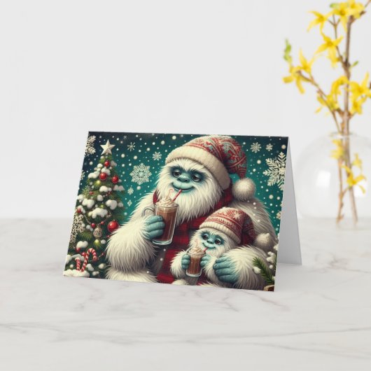 Warmste Yeti Wensen Kaart (Gele Bloem)