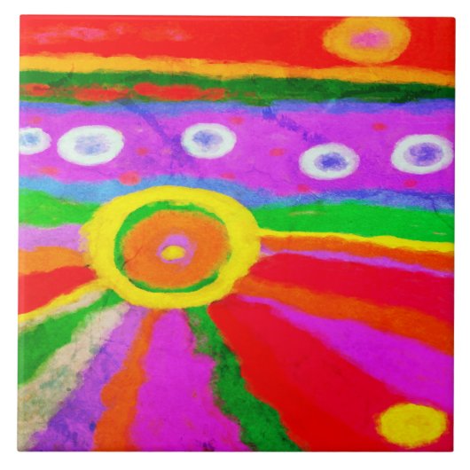 Warmte Abstract digitaal schilderen Tegeltje (Voorkant)