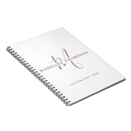 Warmte Beige Monogram Gescript Notitieboek (Rechterzijde)