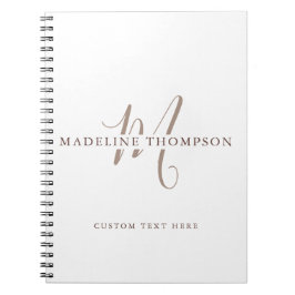 Warmte Beige Monogram Gescript Notitieboek