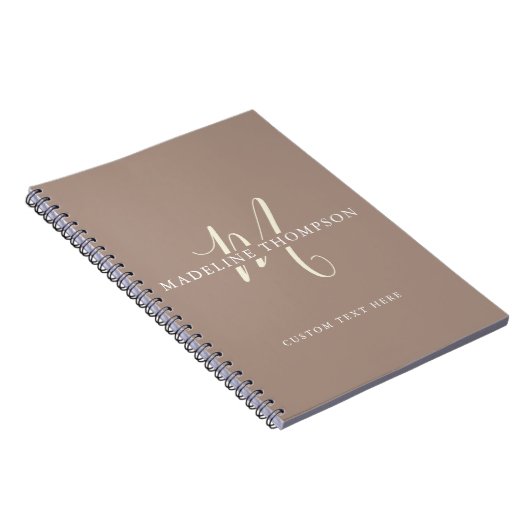 Warmte Beige Monogram Gescript Notitieboek (Rechterzijde)