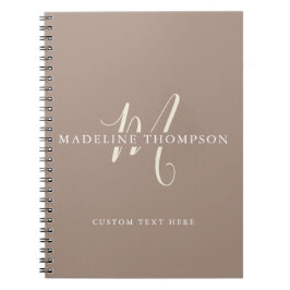 Warmte Beige Monogram Gescript Notitieboek